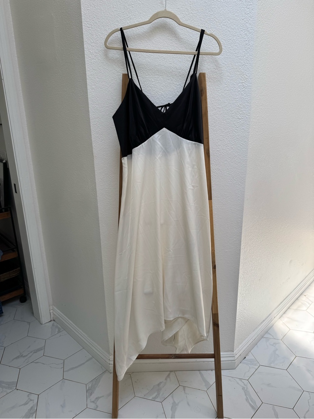 Eloquii Black & Cream Satin Bodice Slip Dress - Picture 3 of 7